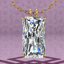 Load image into Gallery viewer, 12 CT Elongated Radiant Cut Solitaire Basket Moissanite Necklace D Color