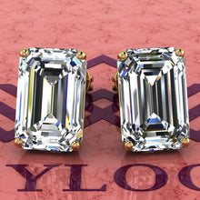 Load image into Gallery viewer, 5 CT x2 Medium Emerald Cut Stud D Color Basket Moissanite Earrings