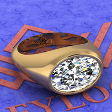 Load image into Gallery viewer, 6.5 CT Medium Oval Cut Man Engagement Ring D Color Bezel Moissanite Ring