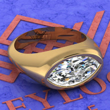 Load image into Gallery viewer, 3.2 CT Marquise Cut Bazel Man's Moissanite Engagement Ring D Color