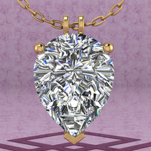 Load image into Gallery viewer, 8 CT Pear Cut Solitaire Basket Moissanite Necklace D Color