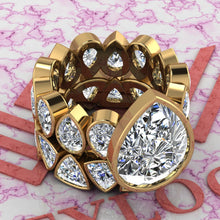 Load image into Gallery viewer, 19.5 CTW Pear Cut Two-Piece Bridal D Color Bezel Moissanite Set