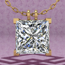 Load image into Gallery viewer, 9 CT Princess Cut Solitaire Basket Moissanite Necklace D Color