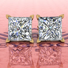 Load image into Gallery viewer, 6 CT x2 Princess Cut Stud D Color Basket Moissanite Earrings