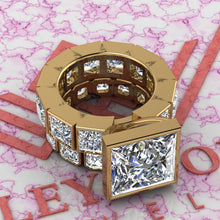 Load image into Gallery viewer, 20.85 CTW Princess Cut Two-Piece Bridal D Color Bezel Moissanite Set