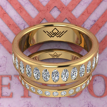 Load image into Gallery viewer, 3.5 CTW Oval Cut Couple's Wedding Bands Flush Moissanite Set D Color