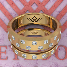 Load image into Gallery viewer, 2.7 CTW Square Radiant Cut Couple's Wedding Bands Flush Moissanite Set D Color