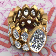 Load image into Gallery viewer, 18.6 CTW Marquise Cut Two-Piece Bridal D Color Bezel Moissanite Set