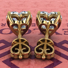 Load image into Gallery viewer, 4 CT x2 Heart Cut Stud D Color Basket Moissanite Earrings