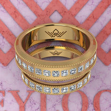 Load image into Gallery viewer, 3.4 CTW Asscher Cut Couple's Wedding Bands Flush Moissanite Set D Color