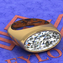 Load image into Gallery viewer, 10.5 CT Elongated Oval Cut Bazel Man's Moissanite Engagement Ring D Color