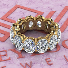 Load image into Gallery viewer, 18 CTW Medium Oval Cut Eternity Bands D Color Basket Moissanite Ring