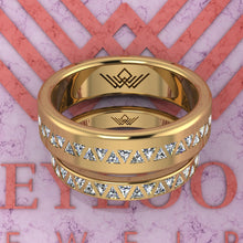 Load image into Gallery viewer, 2.5 CTW Triangle Cut Couple's Wedding Bands Flush Moissanite Set D Color