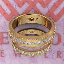 Load image into Gallery viewer, 2.2 CTW Trilliant Cut Couple's Wedding Bands Flush Moissanite Set D Color