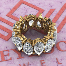 Load image into Gallery viewer, 21 CTW Pear Cut Eternity Bands D Color Basket Moissanite Ring