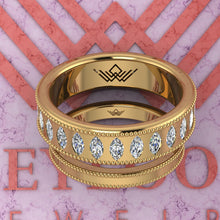 Load image into Gallery viewer, 2.5 CTW Marquise Cut Couple's Wedding Bands Flush Moissanite Set D Color