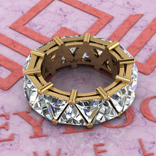 Load image into Gallery viewer, 15.2 CTW Triangle Cut Eternity Bands D Color Basket Moissanite Ring