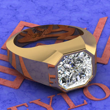 Load image into Gallery viewer, 3.5 CT Square Radiant Cut Bazel Man's Moissanite Engagement Ring D Color