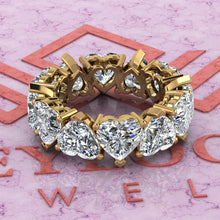 Load image into Gallery viewer, 17 CTW Heart Cut Eternity Bands D Color Basket Moissanite Ring