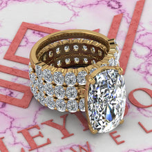 Load image into Gallery viewer, 18 CTW Elongated Cushion Cut Three-Piece Bridal D Color Basket Moissanite Set