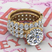 Load image into Gallery viewer, 7.2 CTW Fat Oval Cut Three-Piece Bridal D Color Basket Moissanite Set
