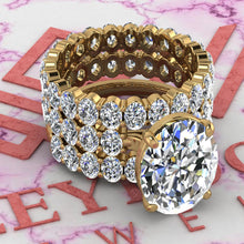 Load image into Gallery viewer, 8.6 CTW Medium Oval Cut Three-Piece Bridal D Color Basket Moissanite Set