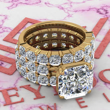 Load image into Gallery viewer, 9 CTW Square Radiant Cut Three-Piece Bridal D Color Basket Moissanite Set