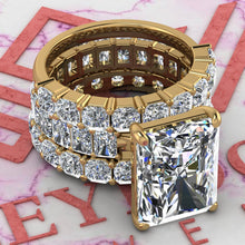 Load image into Gallery viewer, 14 CTW Medium Radiant Cut Three-Piece Bridal D Color Basket Moissanite Set