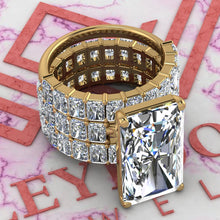 Load image into Gallery viewer, 21 CTW Elongated Radiant Cut Three-Piece Bridal D Color Basket Moissanite Set
