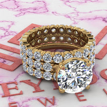 Load image into Gallery viewer, 6.25 CTW Round Cut Three-Piece Bridal D Color Basket Moissanite Set