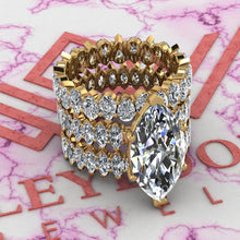 Load image into Gallery viewer, 12.9 CTW Marquise Cut Three-Piece Bridal D Color Basket Moissanite Set