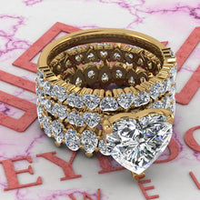 Load image into Gallery viewer, 10 CTW Heart Cut Three-Piece Bridal D Color Basket Moissanite Set