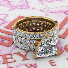 Load image into Gallery viewer, 6.6 CTW Trilliant Cut Three-Piece Bridal D Color Basket Moissanite Set