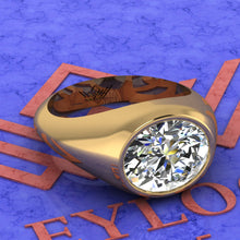 Load image into Gallery viewer, 4.5 CT Fat Oval Cut Man Engagement Ring D Color Bezel Moissanite Ring