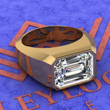 Load image into Gallery viewer, 6 CT Medium Emerald Cut Bazel Man's Moissanite Engagement Ring D Color