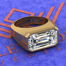 Load image into Gallery viewer, 10 CT Elongated Emerald Cut Bazel Man's Moissanite Engagement Ring D Color