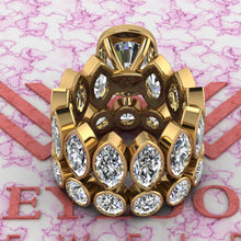 Load image into Gallery viewer, 15 CTW Medium Cushion Cut Two-Piece Bridal D Color Bezel Moissanite Set