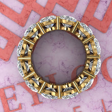 Load image into Gallery viewer, 18 CTW Medium Oval Cut Eternity Bands D Color Basket Moissanite Ring