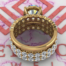 Load image into Gallery viewer, 7.2 CTW Fat Oval Cut Three-Piece Bridal D Color Basket Moissanite Set