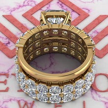 Load image into Gallery viewer, 9 CTW Square Radiant Cut Three-Piece Bridal D Color Basket Moissanite Set