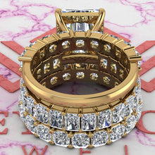 Load image into Gallery viewer, 14 CTW Medium Radiant Cut Three-Piece Bridal D Color Basket Moissanite Set