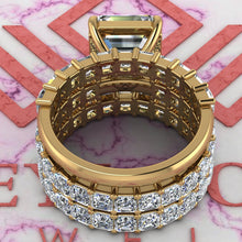 Load image into Gallery viewer, 10.2 CTW Asscher Cut Three-Piece Bridal D Color Basket Moissanite Set