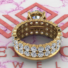 Load image into Gallery viewer, 6.25 CTW Round Cut Three-Piece Bridal D Color Basket Moissanite Set