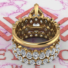 Load image into Gallery viewer, 11.8 CTW Pear Cut Three-Piece Bridal D Color Basket Moissanite Set