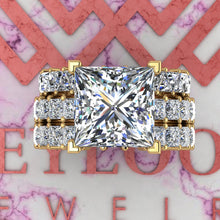 Load image into Gallery viewer, 11.5 CTW Princess Cut Three-Piece Bridal D Color Basket Moissanite Set