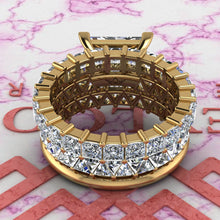 Load image into Gallery viewer, 9.6 CTW Triangle Cut Three-Piece Bridal D Color Basket Moissanite Set