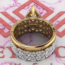 Load image into Gallery viewer, 6.6 CTW Trilliant Cut Three-Piece Bridal D Color Basket Moissanite Set