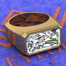 Load image into Gallery viewer, 10.5 CT Elongated Radiant Cut Bazel Man's Moissanite Engagement Ring D Color